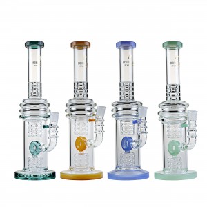 14" High Point Glass Color Donut Perc Water Pipe [DY-220] 